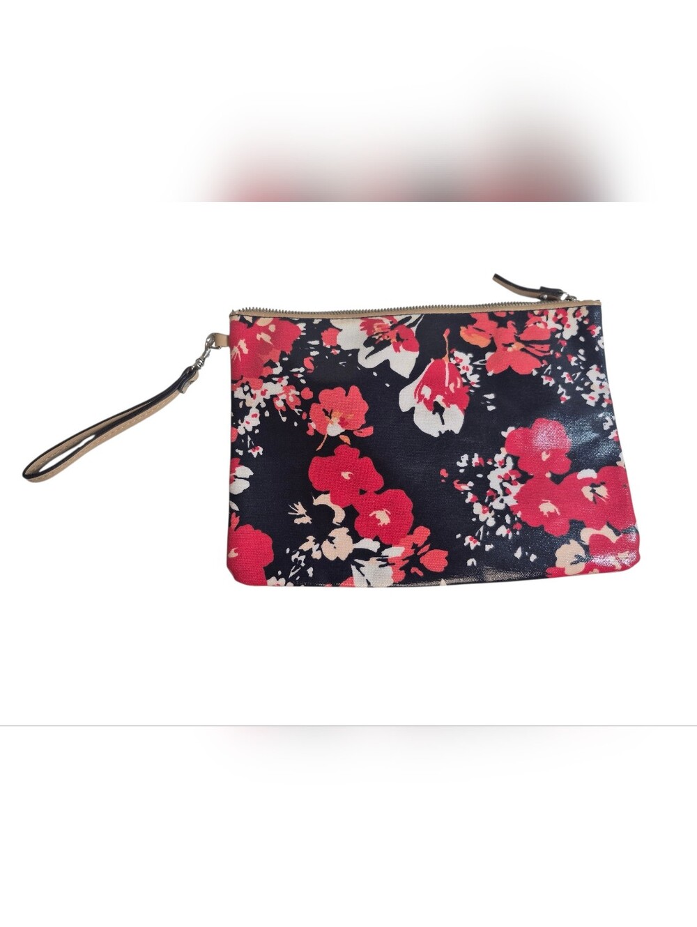 Merona Covered Canvas Floral Wristlet Clutch Minor Flaws